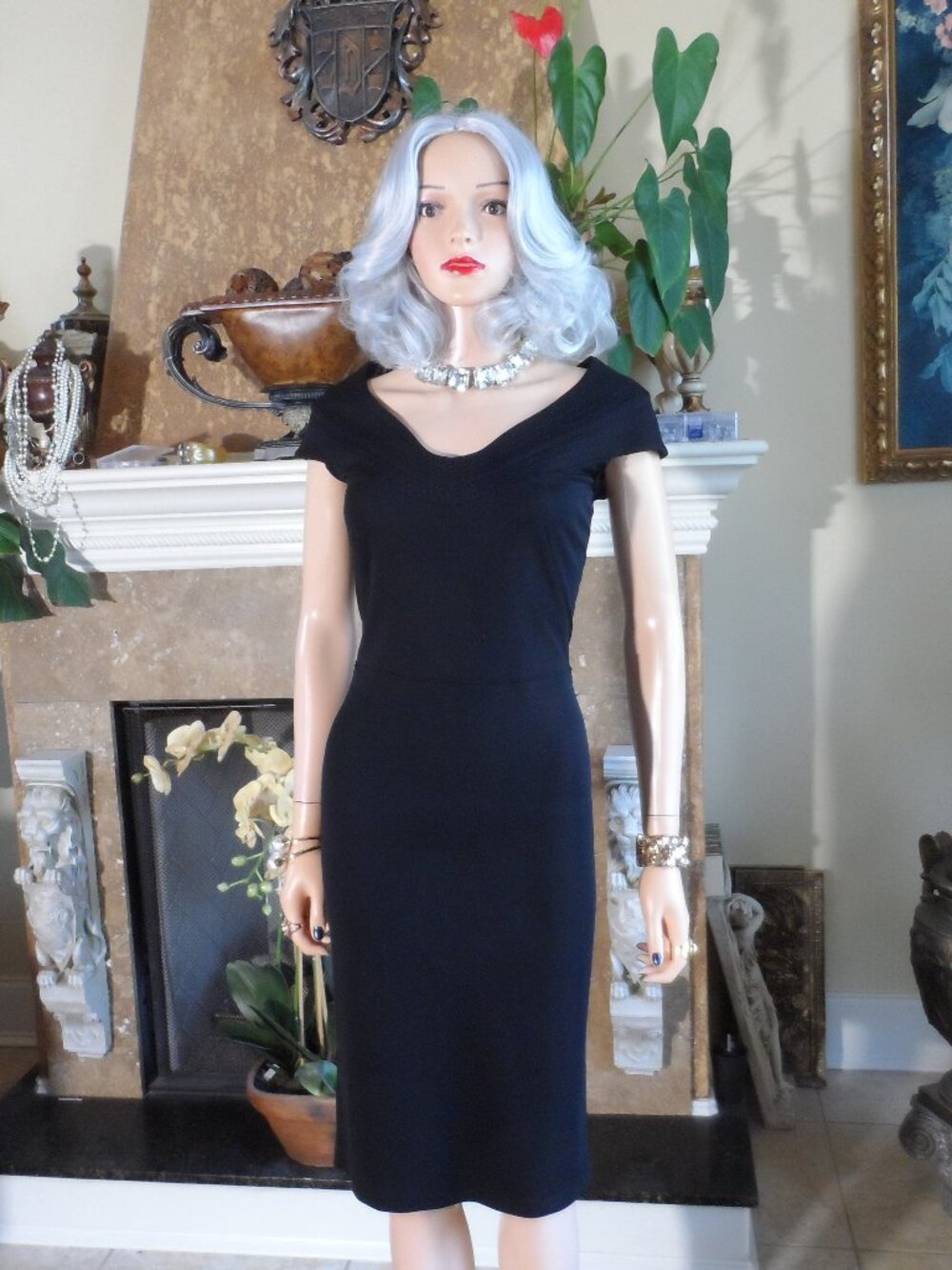 Prada Black Trapunto Stitch Sheath Dress Size M